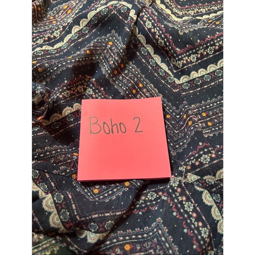 About A Girl Navy Chevron Boho Button-Front Blouse - Picture 6 of 6